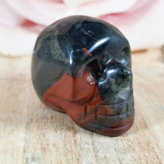 African Bloodstone Skull with Pyrite Inclusions Skulls Smudge SA Crystals