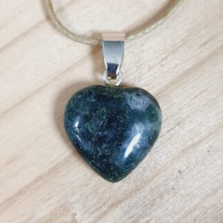 Moss Agate Mini Crystal Heart Necklace Crystals Smudge SA Crystals