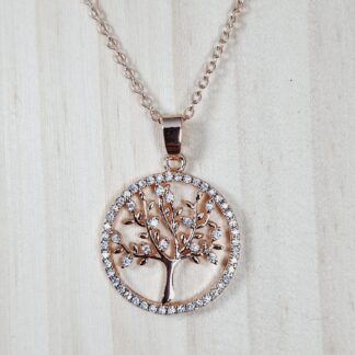 Rose Gold Tree of Life Necklace (Connection, Growth, Renewal) Jewellery Smudge SA Crystals