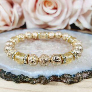 Citrine with Golden Scoria Stretch Bracelet (Abundance, Positivity, Stability) Crystal Bracelets Smudge SA Crystals