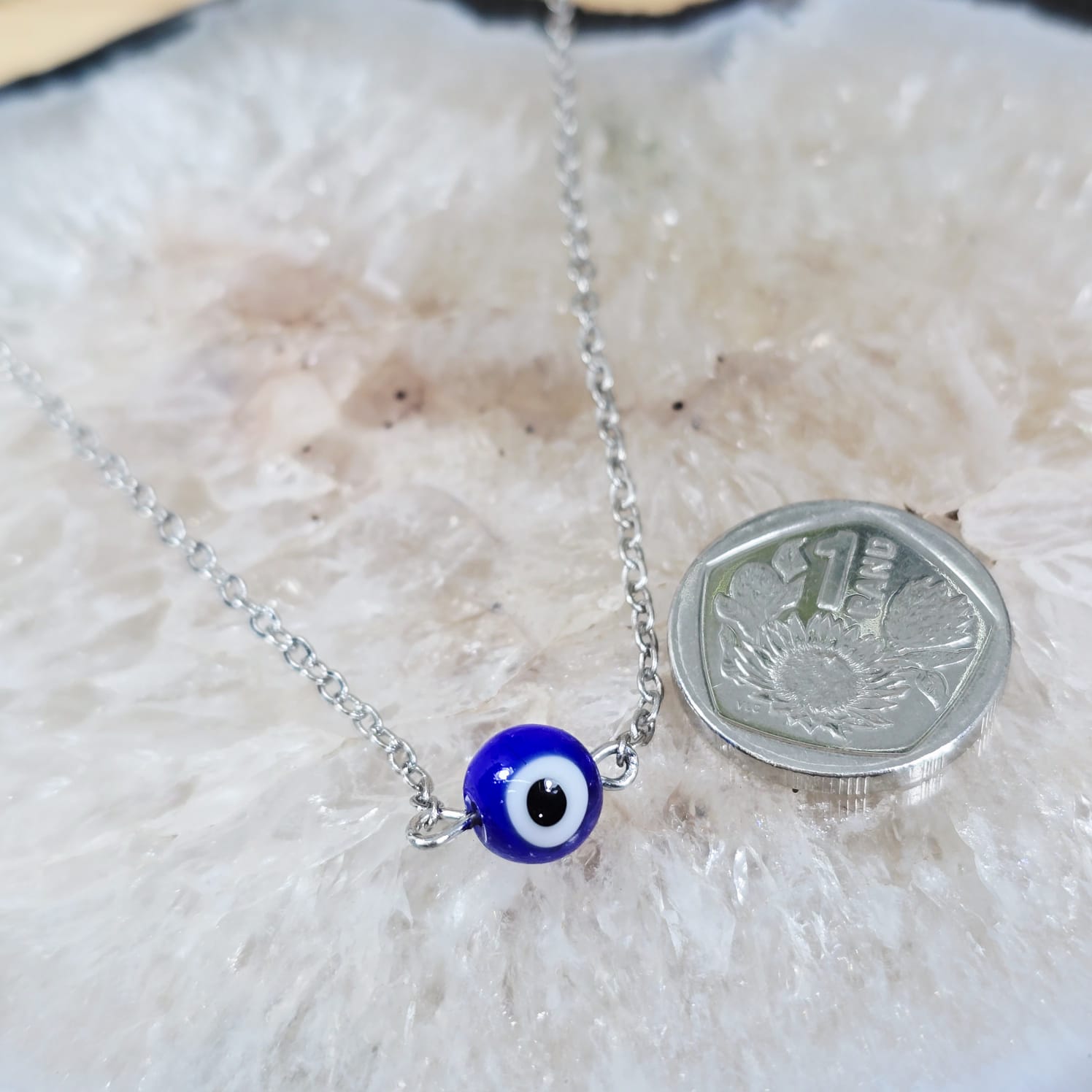 Silver Dainty Glass Evil Eye Necklace Evil Eye Jewellery Smudge SA Crystals 4 Silver Dainty Glass Evil Eye Necklace - Image 3