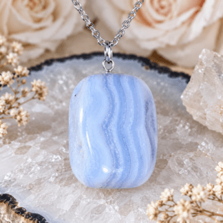 Silver Blue Lace Agate Necklace