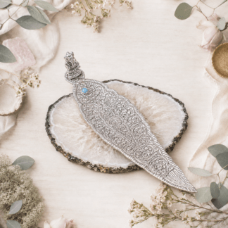 GANESH SILVER INCENSE HOLDER BLUE DOT