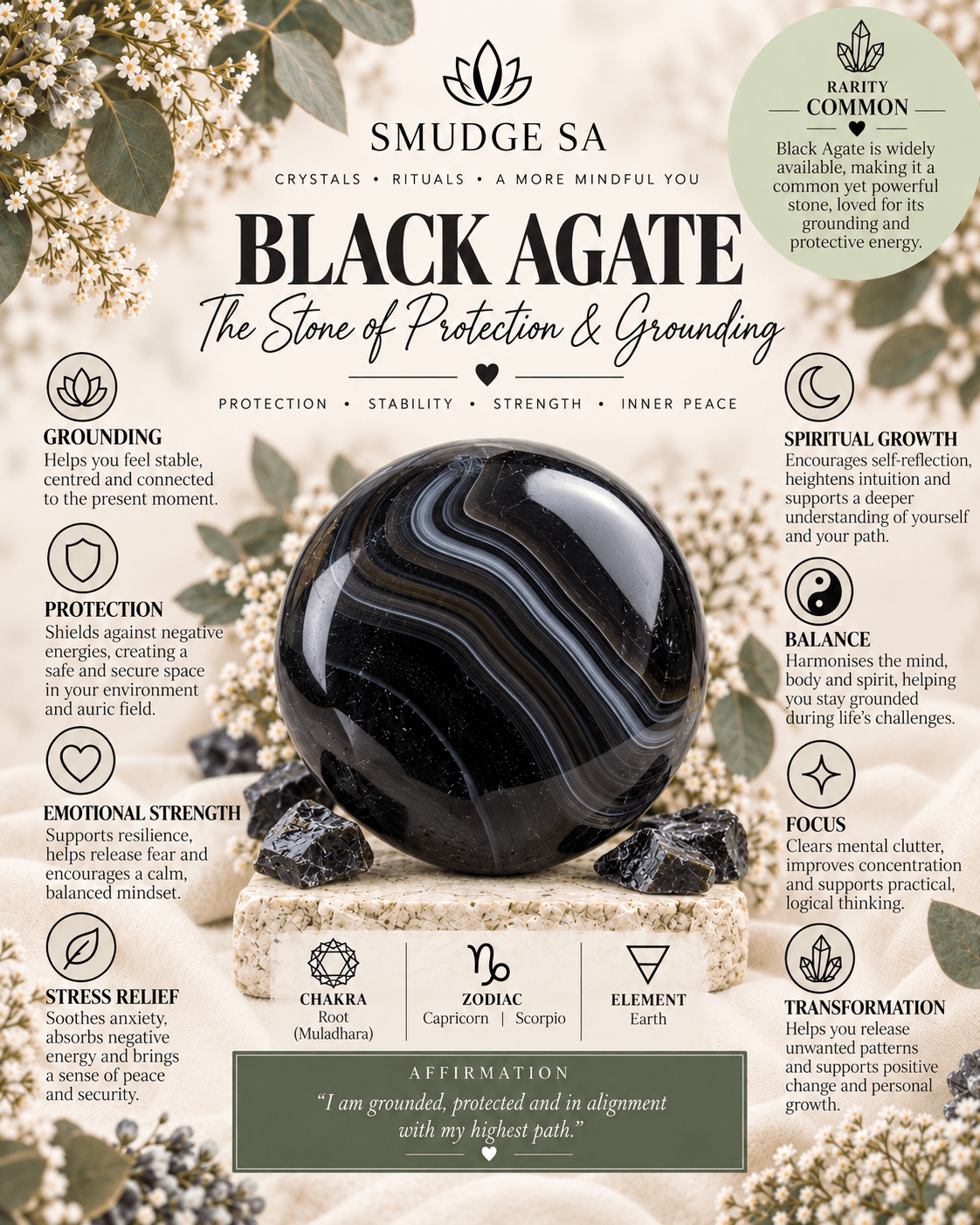 Drusy Black Agate Point (Protection, Grounding, Empowering) - Image 7