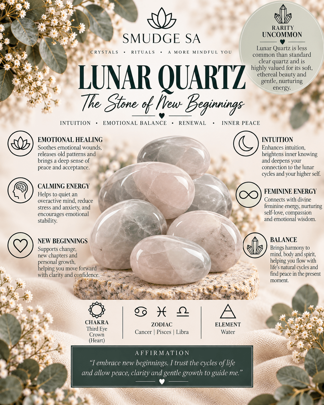 Lunar Rose Quartz Pebble ~ 4cm (Love, Lunar Energy, Intuition) - Image 4