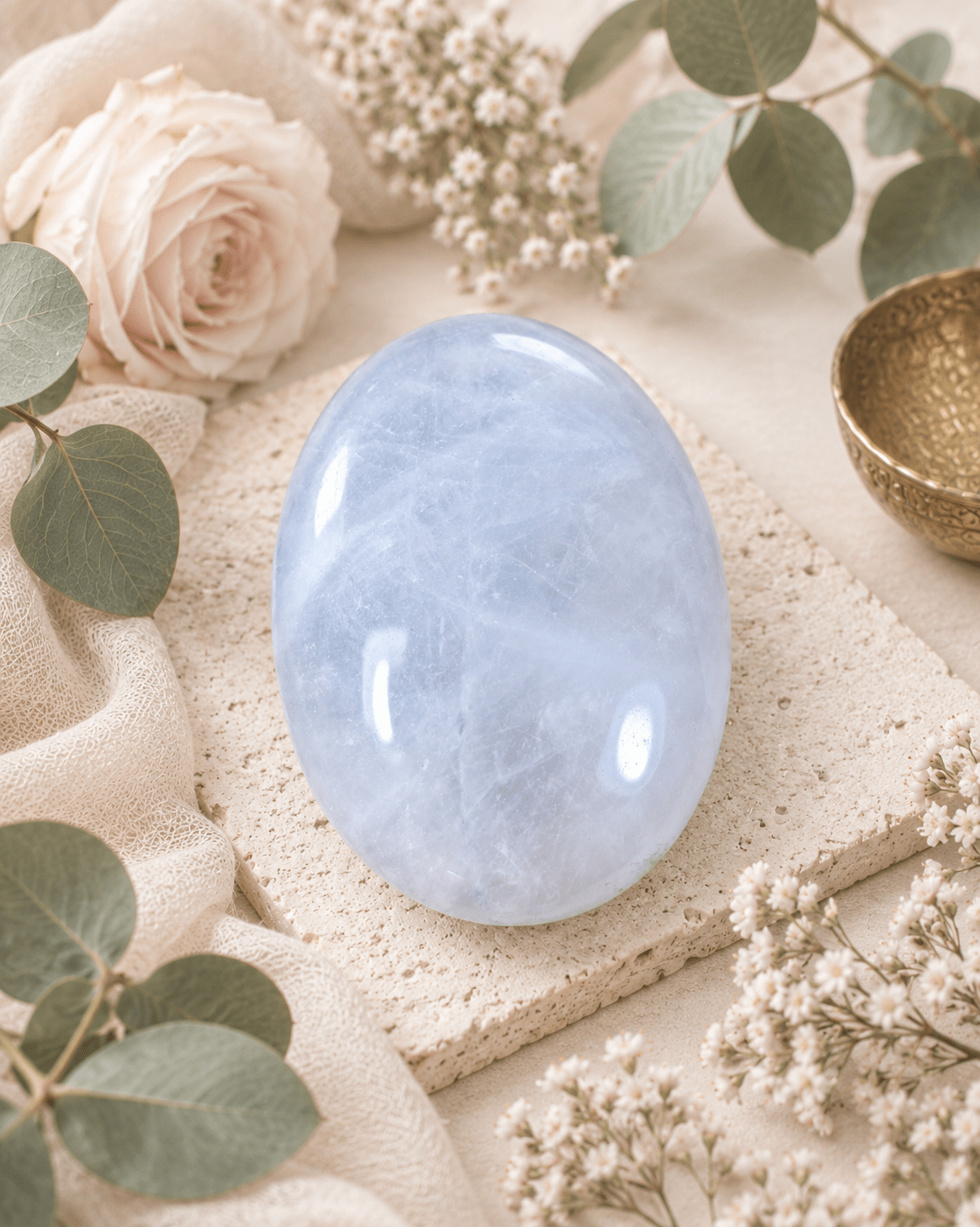 Lunar Rose Quartz Pebble ~ 4cm (Love, Lunar Energy, Intuition)